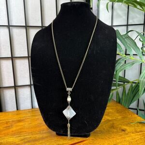 Vintage Crystal Pendant Necklace Dangle Tassel Jewelry